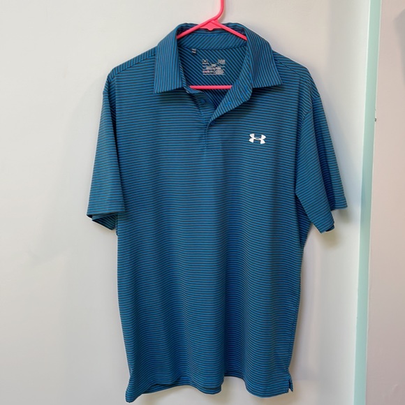 Under Armour Loose Heat Gear Polo large stripe - Picture 1 of 7